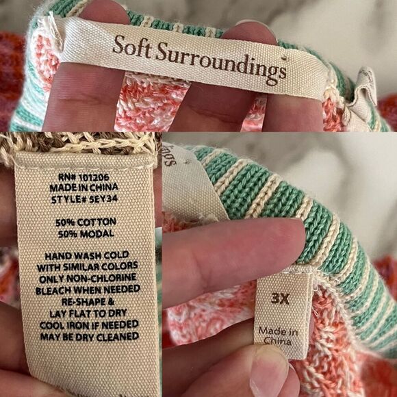 Soft Surroundings Women Size 3X Rosita Open Crochet Knit Pullover Cotton Sweater - Picture 4 of 14